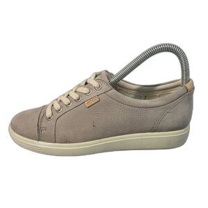 Ecco Soft 7 Suede Comfort Sneakers Gray Casual Leather Shoes Womens 37 Extra W